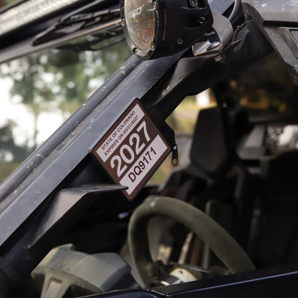 SxS/UTV/RZR OHV registration green sticker plate mount for cage tube mounting fits Honda/Polaris/Can-Am