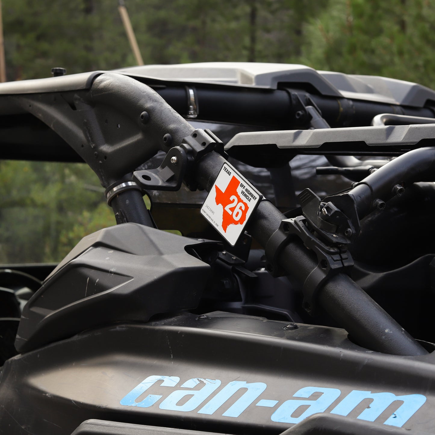 SxS/UTV/RZR OHV registration green sticker plate mount for cage tube mounting fits Honda/Polaris/Can-Am